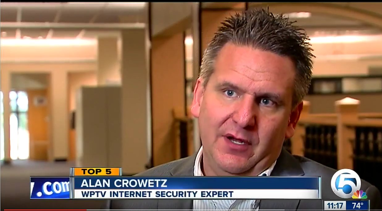 Alan Crowetz interviewed on WPTV NBC 5 as the station's on-air Internet Security Expert